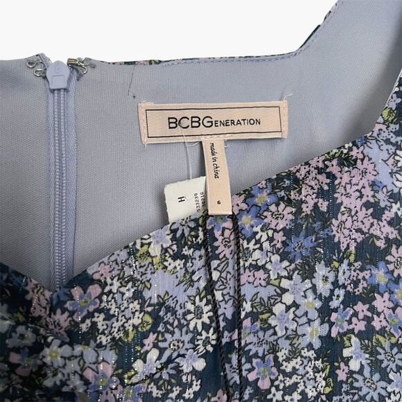 NWT BCBGeneration Puff Sheer Sleeve Floral Print Babydoll Mini Dress 6 - Picture 3 of 6